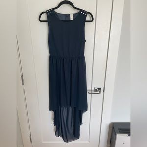 Dark blue sheer High Low Dress